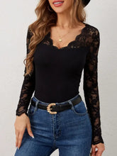 Women's Black Lace Sleeve Top Woman T Shirts