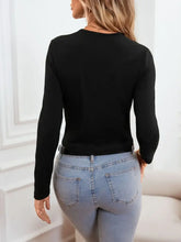 Womens Black Long Sleeve Crop Top Stretch Polyester Spandex Woman T Shirts