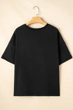 Womens Black Patriotic Star Sequin T-Shirt Woman T Shirts