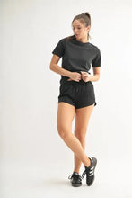 Womens Black Round Neck Short Sleeve Boxy Fit Athletic T Shirt Woman T Shirts