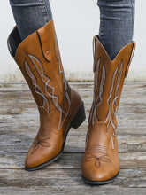 Women's Brown Cowboy Boots with Decorative Stitching Woman Boots