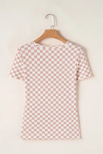 Womens Checkered Short Sleeve Top Woman T Shirts