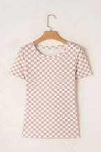 Womens Checkered Short Sleeve Top Woman T Shirts