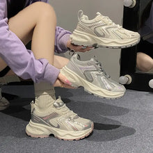 Women's Chunky White and Neutral Athletic Sneakers Purple Woman Athletic Shoes