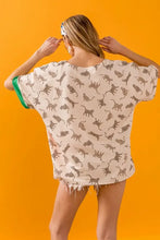 Women's Color Block Tiger Print V-Neck Top Woman T Shirts