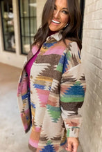 Geometric Button Up Long Sleeve Jacket Woman Outerwear