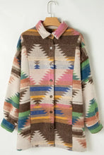 Geometric Button Up Long Sleeve Jacket Woman Outerwear