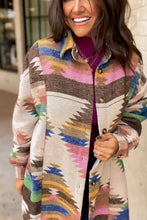 Geometric Button Up Long Sleeve Jacket Woman Outerwear