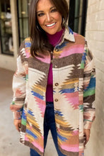 Geometric Button Up Long Sleeve Jacket Woman Outerwear