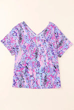 Women's Colorful Floral Print V-Neck Blouse Woman T Shirts