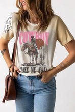 Women's Cowboy Graphic T Shirt Polyester Blend Short Sleeve Woman T Shirts