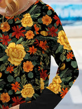 Womens Floral Print Long Sleeve Shirt Woman T Shirts