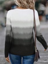 Womens Gradient Long Sleeve Top with Decorative Button Woman T Shirts