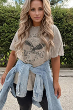 Women’s Graphic Eagle Tee with Denim Shirt and Black Puffer Vest Mocha Woman T Shirts