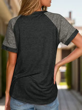 Womens Gray and Charcoal Two Tone Raglan Short Sleeve Shirt Dark Gray Woman T Shirts