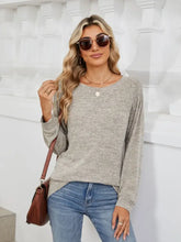 Womens Heather Gray Long Sleeve Knit Top Khaki Woman T Shirts
