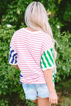 Womens High Low Striped Color Block T Shirt Cotton Elastane Woman T Shirts