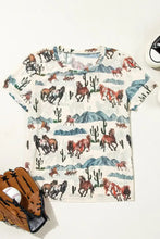 Womens Horse Print T Shirt with Denim Shorts Set Woman T Shirts