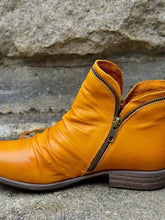 Women's Leather Ankle Boots with Zipper in Purple Black and Turquoise Yellow Woman Boots