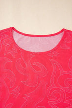 Women's Pink and Red Patterned Short Sleeve Top Woman T Shirts