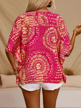 Womens Pink Patterned Blouse with Basic Fit Polyester Spandex Blend Woman T Shirts
