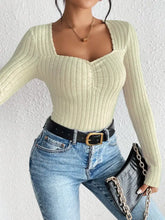 Womens Ribbed Knit Long Sleeve Top Stretchy Polyester Blend Sweater Woman T Shirts