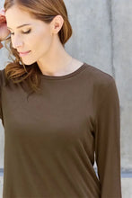 Women’s Round Neck Long Sleeve Shirt in Olive Brown Woman T Shirts