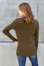 Women’s Round Neck Long Sleeve Shirt in Olive Brown Woman T Shirts