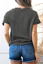 Womens Round Neck Short Sleeve Striped T Shirt with Pocket Woman T Shirts