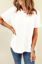 Womens Round Neck Short Sleeve White T Shirt Basic Stretchy Top Woman T Shirts