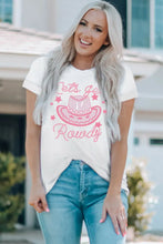 Cowboy Hat Graphic Round Neck Tee White Woman T Shirts