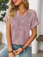 Women's Striped Knit Top in Stretch Polyester Blend Woman T Shirts