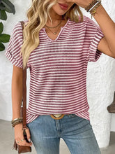 Women's Striped Knit Top in Stretch Polyester Blend Woman T Shirts