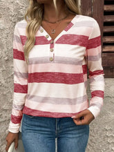 Womens Striped Long Sleeve Button Up Shirt Blush Pink Woman T Shirts