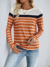 Womens Striped Long Sleeve Shirt Basic Style Moderate Stretch Woman T Shirts