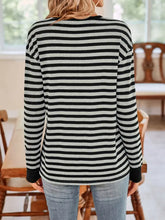 Womens Striped Long Sleeve T Shirt Basic Stretchy Pullover Woman T Shirts