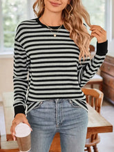 Womens Striped Long Sleeve T Shirt Basic Stretchy Pullover Woman T Shirts