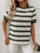 Women's Striped Short Sleeve Viscose T-Shirt Woman T Shirts