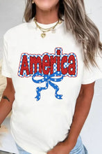 Womens White America Bow Patriotic T Shirt Woman T Shirts