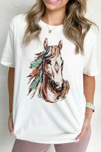 Women's White Horse Graphic T-Shirt in Stretch Fabric Woman T Shirts