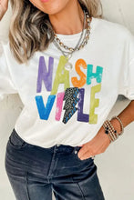 Womens White Nashville Graphic Sequin T Shirt White Woman T Shirts