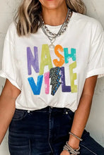 Womens White Nashville Graphic Sequin T Shirt Woman T Shirts