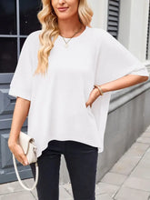 Womens White Oversized Short Sleeve T Shirt Rayon Blend Woman T Shirts