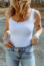 Womens White Ribbed Tank Bodysuit Basic Style Woman Bodysuits