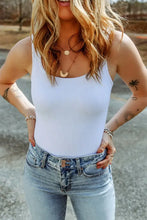 Womens White Ribbed Tank Bodysuit Basic Style Woman Bodysuits