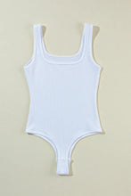 Womens White Ribbed Tank Bodysuit Basic Style Woman Bodysuits