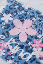 Leopard Floral Graphic Round Neck Tee Woman T Shirts