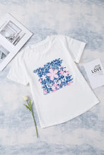 Leopard Floral Graphic Round Neck Tee Woman T Shirts