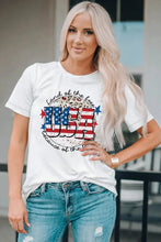 USA Graphic Round Neck Tee White Woman T Shirts
