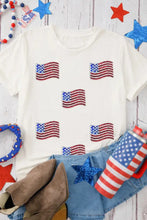 Women’s White Sequin T-Shirt with American Flag Design Woman T Shirts